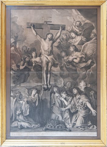 Bild 1 des Kunstwerks "Christianissimo Regi Dignum Mundo, Angelis et Hominibus Christi patientis Spectaculum (Christus am Kreuz von Engeln angebetet)" von Charles Le Brun auf art24