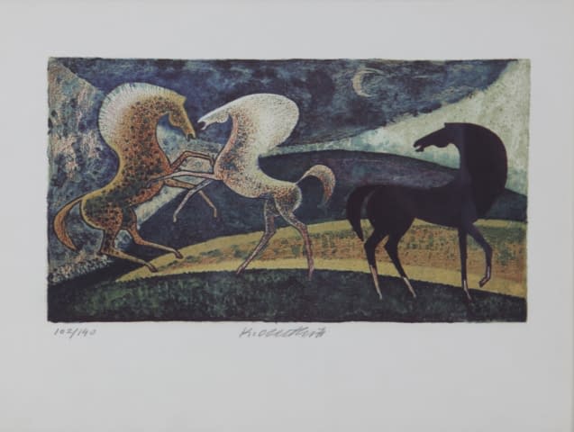 Image 1 of the artwork "Hraví koně (dt. verspielte Pferde IV) 102/140" by Karel Oberthor on art24
