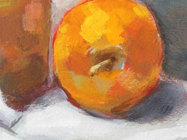 Image 2 of the artwork "Apfel mit Messing Vase" by Hans on art24