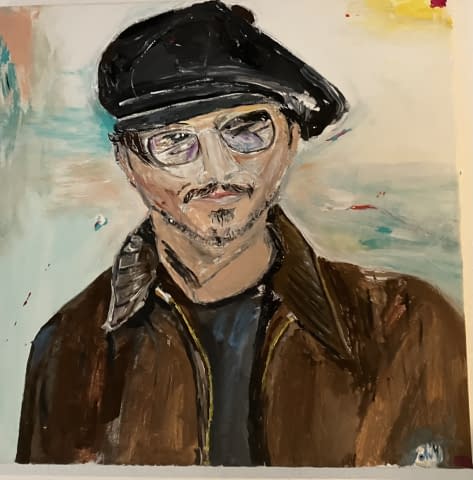 Image 1 de l'œuvre "Originalgemälde von Annette Matzelle(AM) mit dem Titel: Johnny Depp" par Annette Irma Matzelle (AM) sur art24