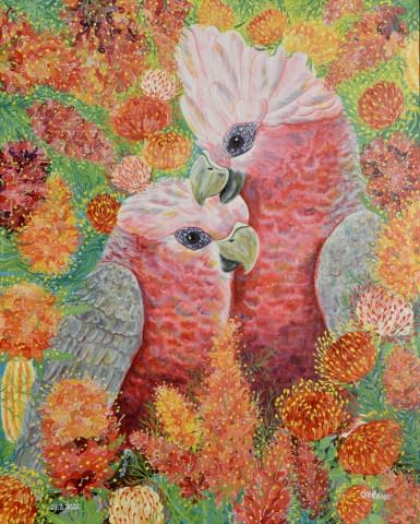 Bild 1 des Kunstwerks ""Into the Whispers of the Galah Cockatoo" - Océane Fehr Art" von Océane Fehr Art auf art24