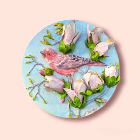 Image 1 de l'œuvre "Rosefinch and Magnolia" par Anna Burger sur art24