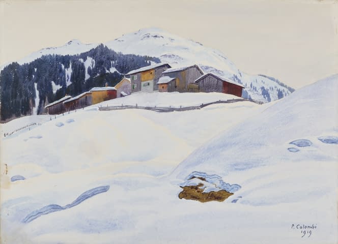 Image 2 de l'œuvre "Winterliches Bergdorf" par Plinio Colombi sur art24