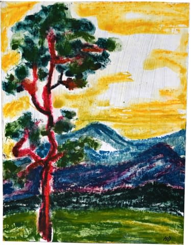 Image 1 of the artwork "Baum in einer Berglandschaft" by Milena Biblikova on art24