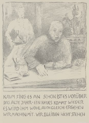 Bild 1 des Kunstwerks "Selbstbildnis am Zeichentisch mit Frau" von Cuno Amiet auf art24