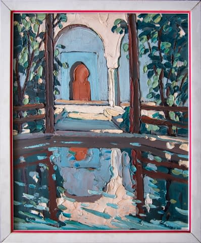 Image 2 of the artwork "Marrakech. Bassin au Dar Said  (dt.: Becken vom Dar Si Said Museum)" by Ch. A. Mangin on art24