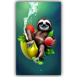 Sloth with fruits