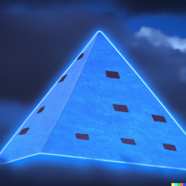 A close encounter of a UFO shaped like a pyramid.
